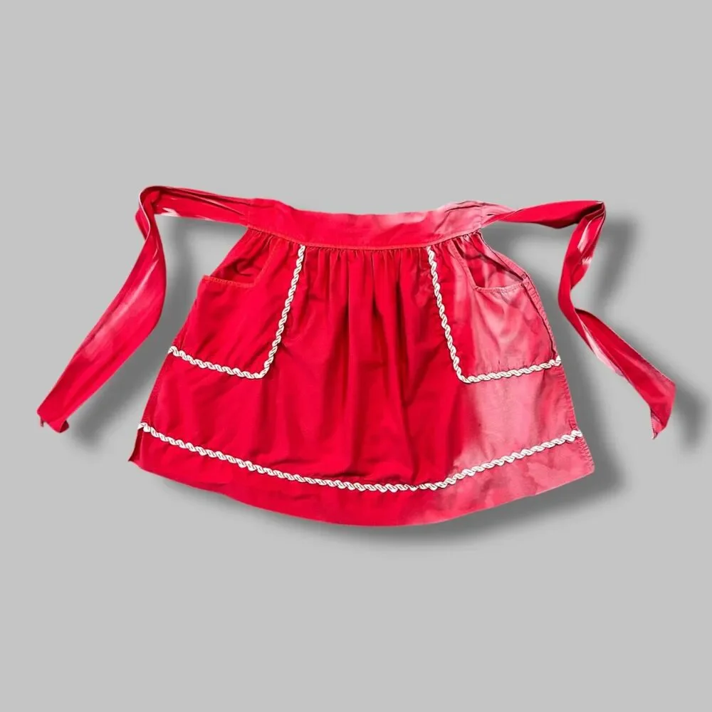 Vintage 60s Apron Skirt Sun Faded Marjon of California Red